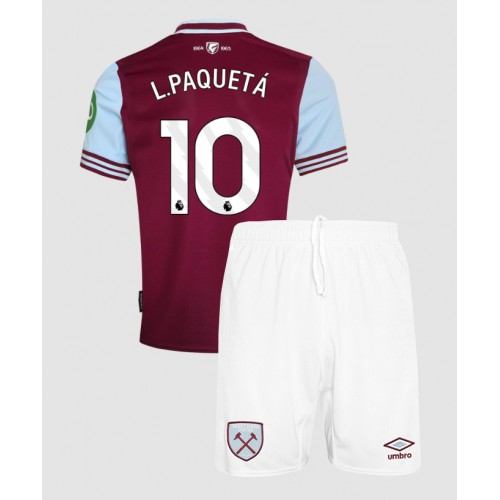 Otroški Nogometni dresi West Ham United Lucas Paqueta #10 Domači 2024-25 Kratek Rokav (+ Kratke hlače)